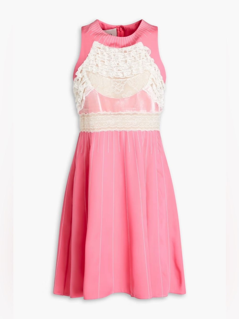 VALENTINO GARAVANI Lace-paneled silk mini Dress Original Price $3980
